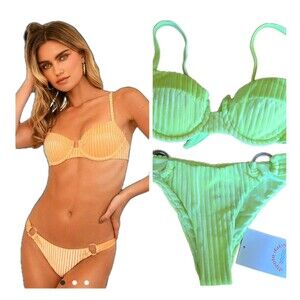 NWT Dippin' Daisy's XS Gigi Underwire Swim Top & Bikini Bottom Chartreuse Yellow